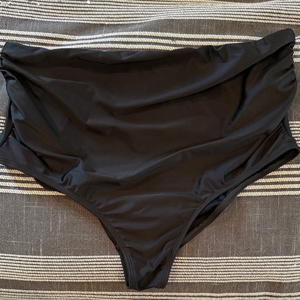 Maternity: Black High-Waisted Swim Bottom